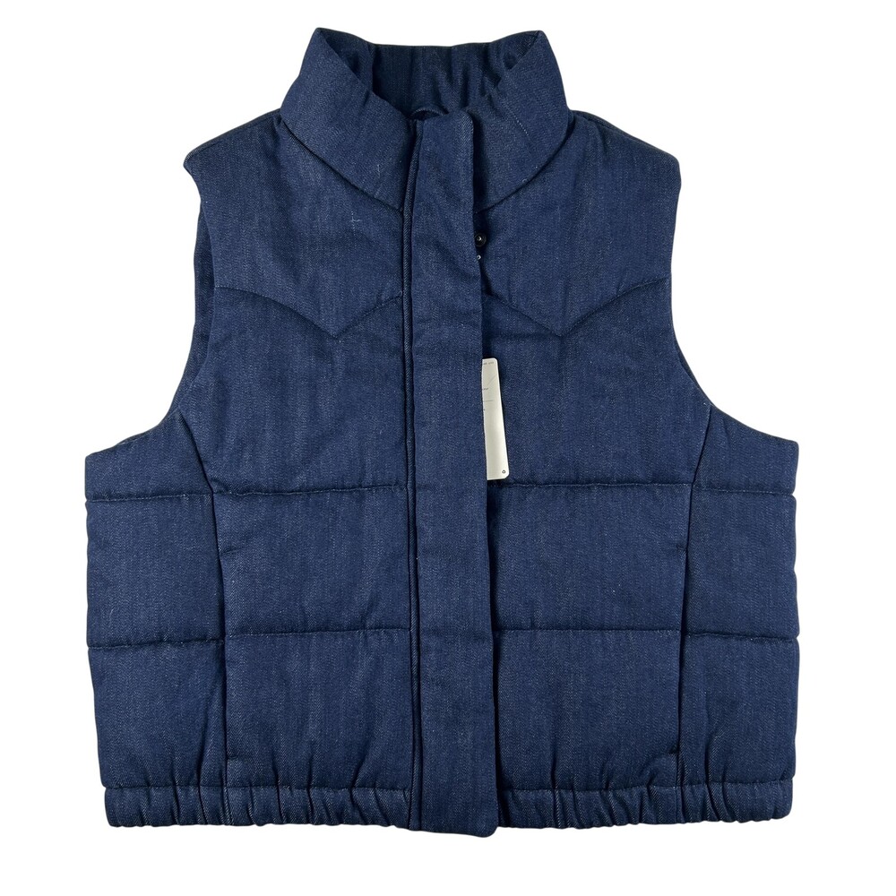 Ariat Vest Womens Medium Blue Western Swirls Denim Quilted Puffer Insulated
